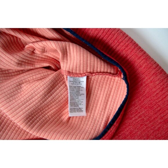 J. CREW Women's Size L Snap Front Quilted Ribbed Sweatshirt Pullover Coral - Picture 9 of 9